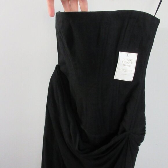 Jlux Label Journey Maxi Dress M Black Cotton Linen Strapless Elegant Luxury 772 - Picture 10 of 16